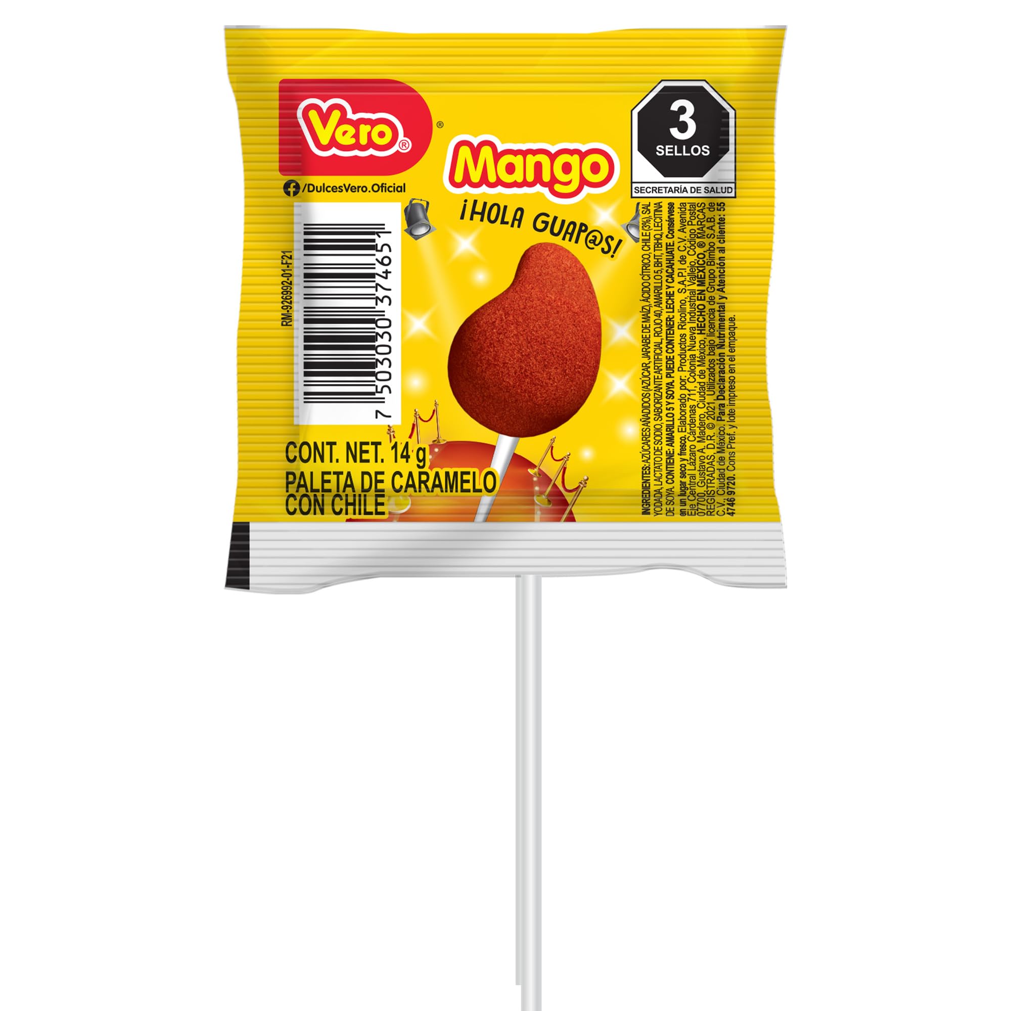 Paleta de Caramelo con Chile Sabor Mango